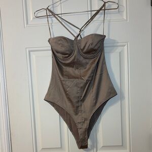 Zara Brown Structured One-Piece Bodysuit